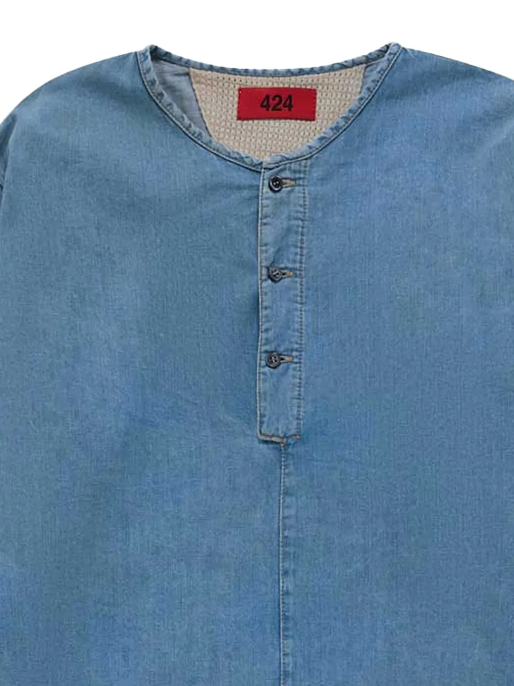 424 Henley-neck shirt - Blauw