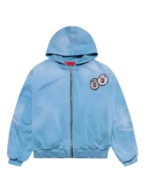 424 hoodie con cierre y parche del distintivo