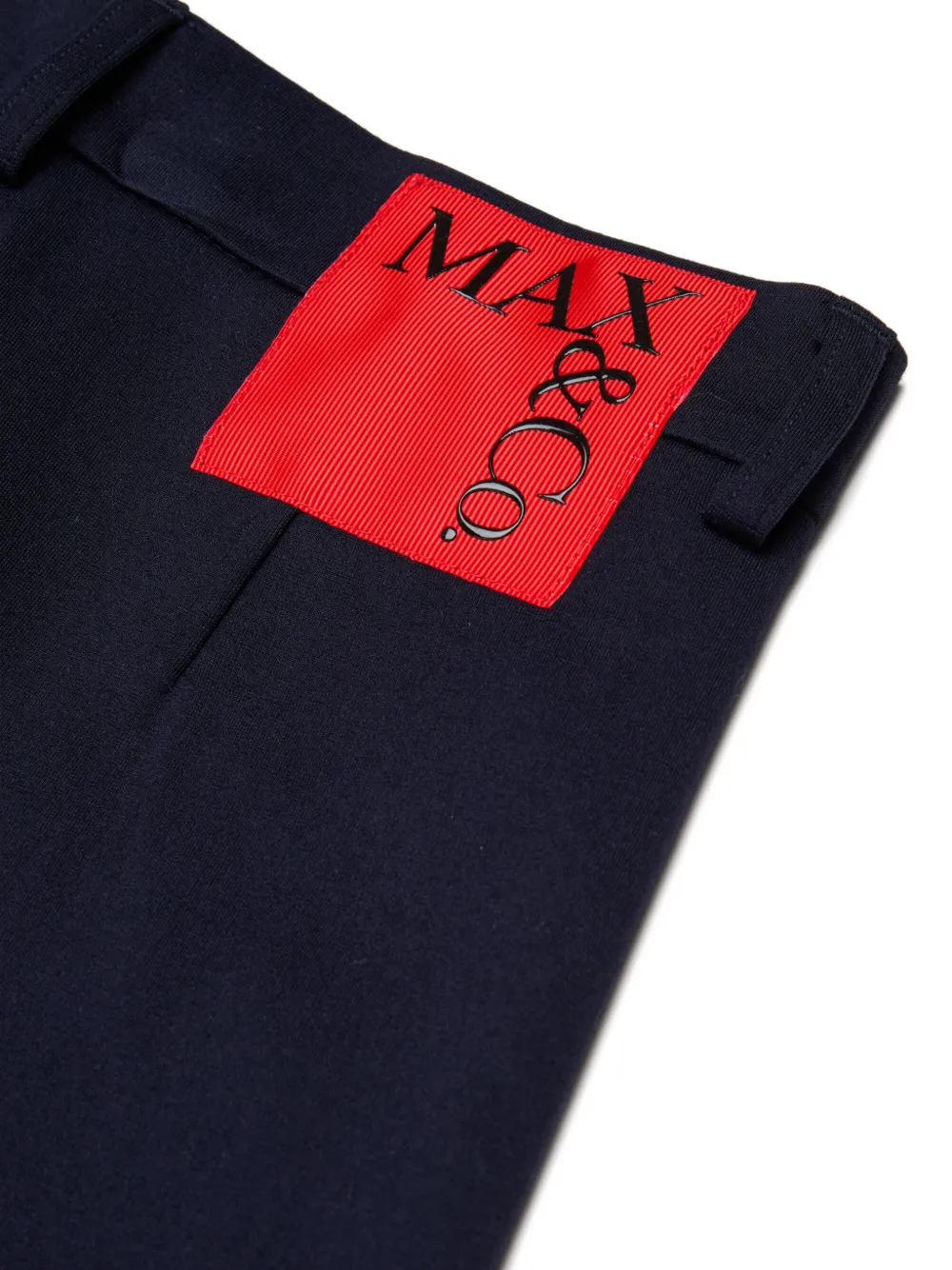 MAX&Co. Kids Broek met logopatch en wijde pijpen Blauw