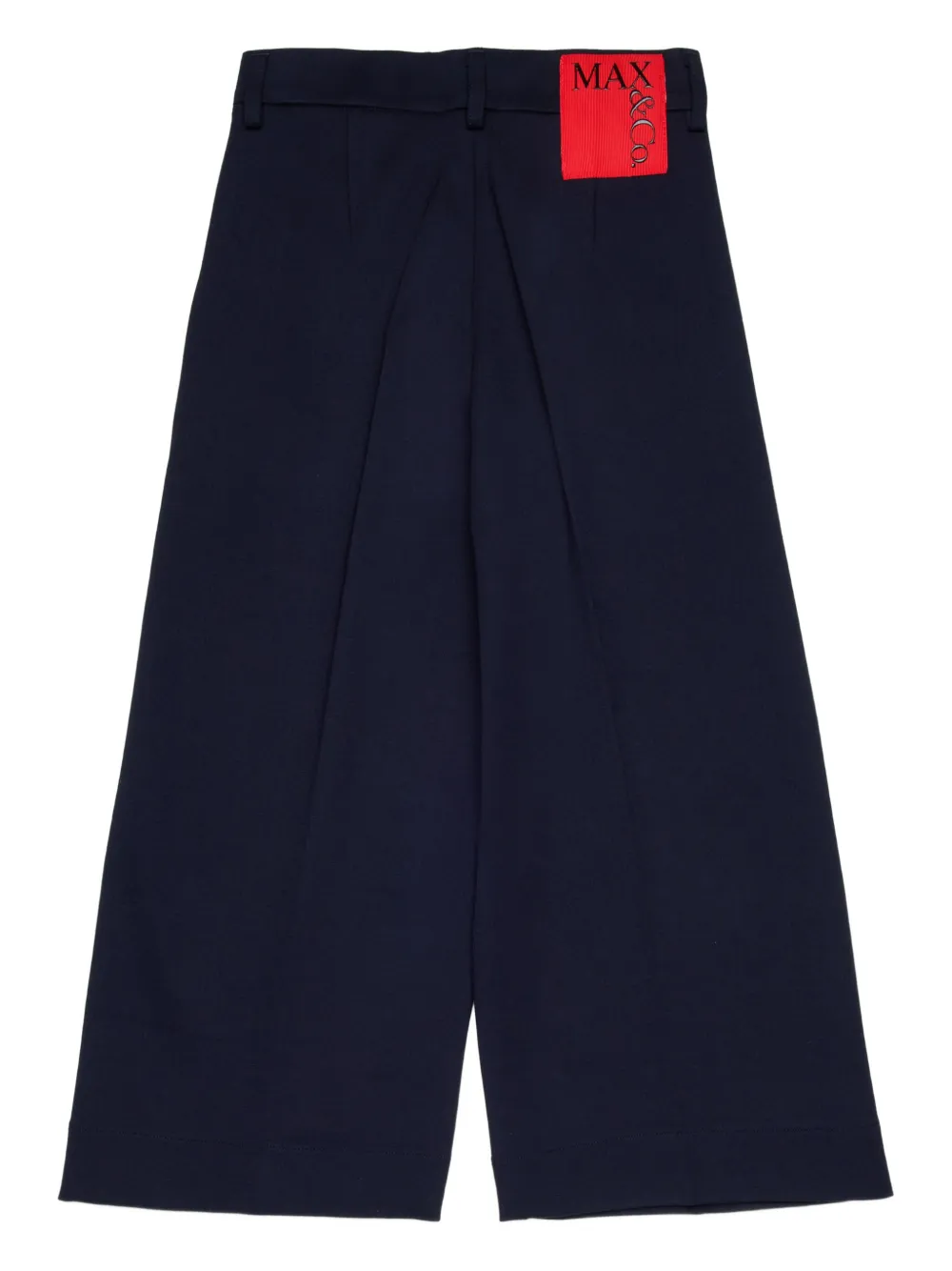 MAX&Co. Kids Broek met logopatch en wijde pijpen Blauw