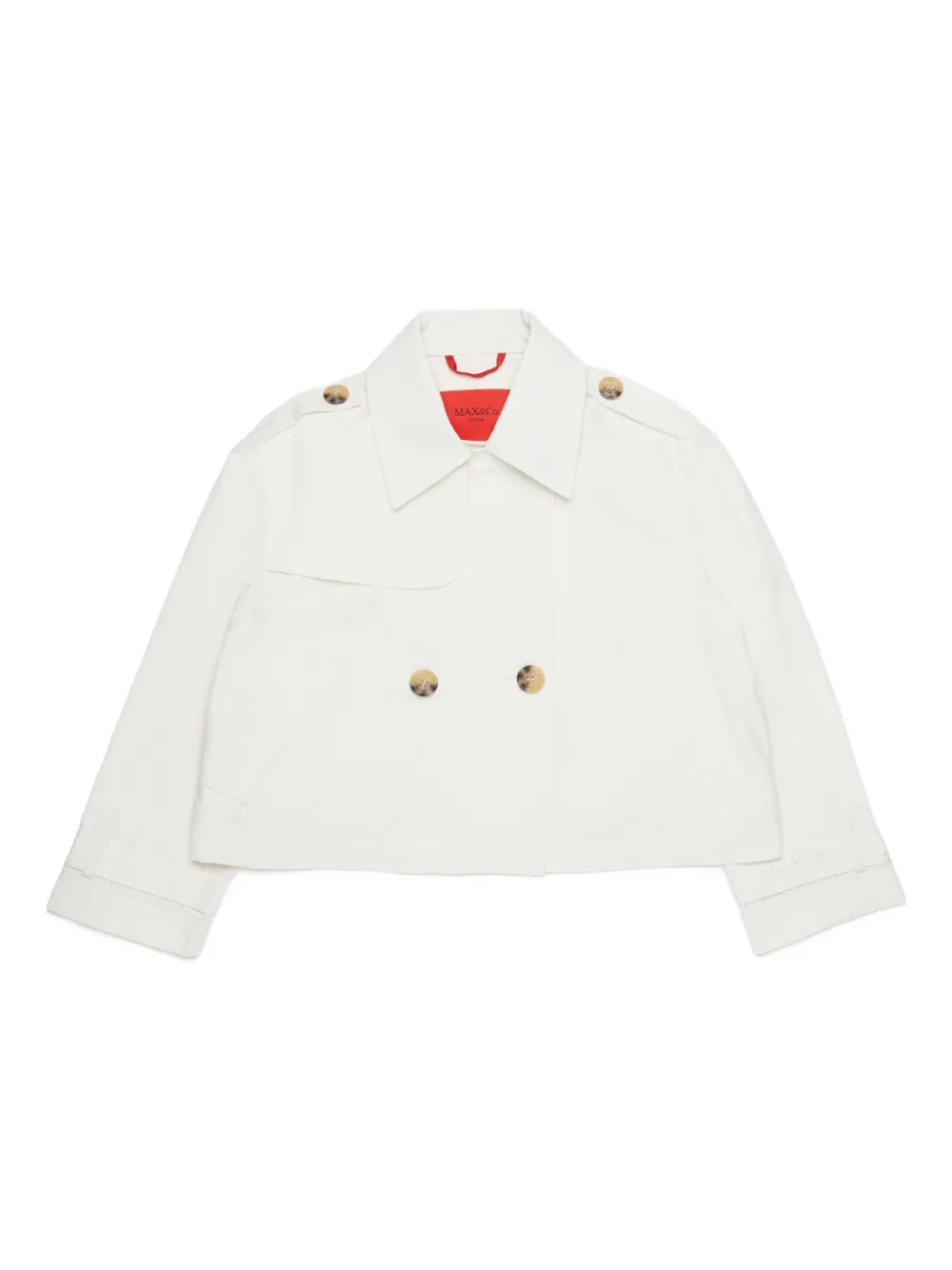 MAX&Co. Kids embroidered-logo double-breasted jacket - Toni neutri