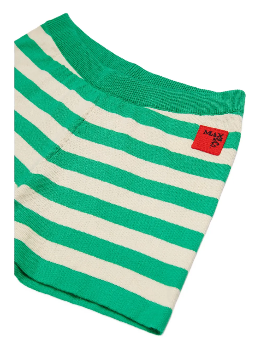  Max&co. Kids Striped Logo Knitted Shorts - Green 