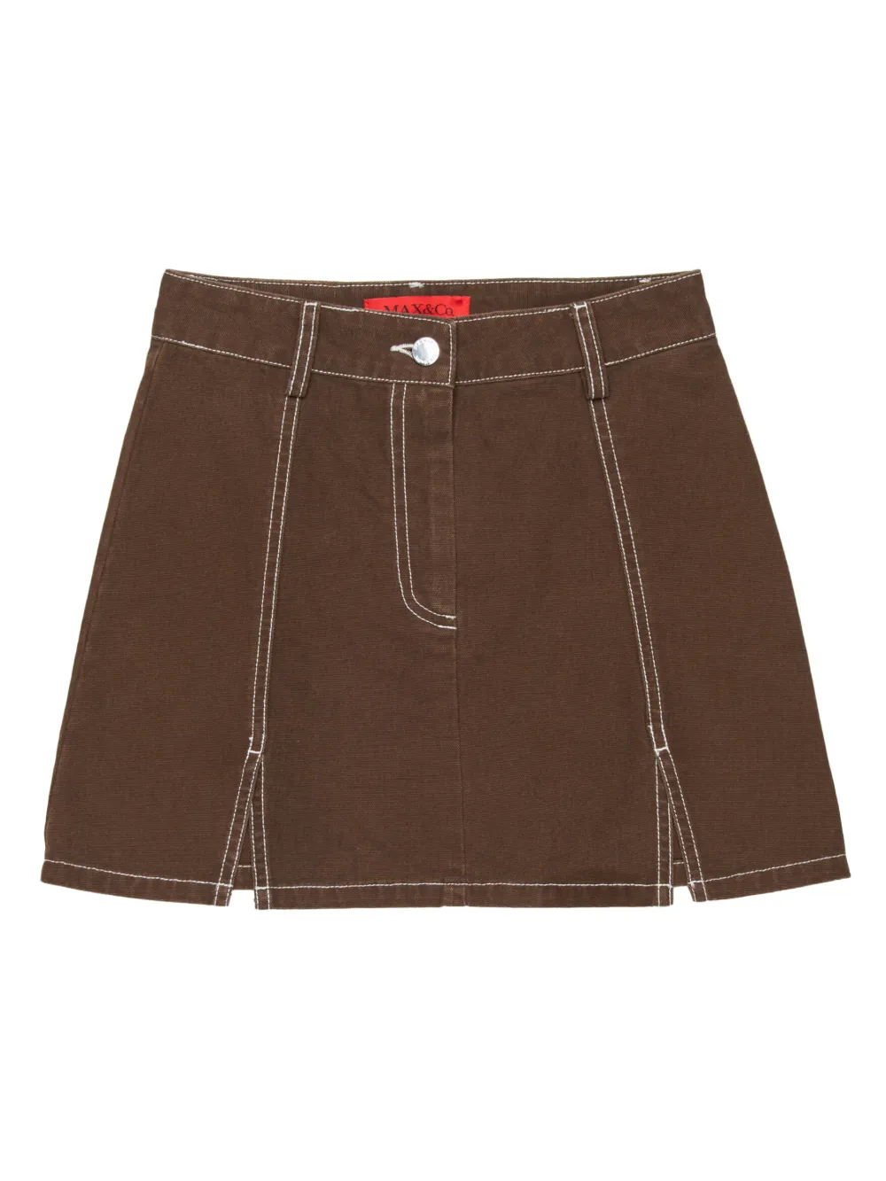 MAX&Co. Kids logo contrast-stitching mini skirt - Marrone