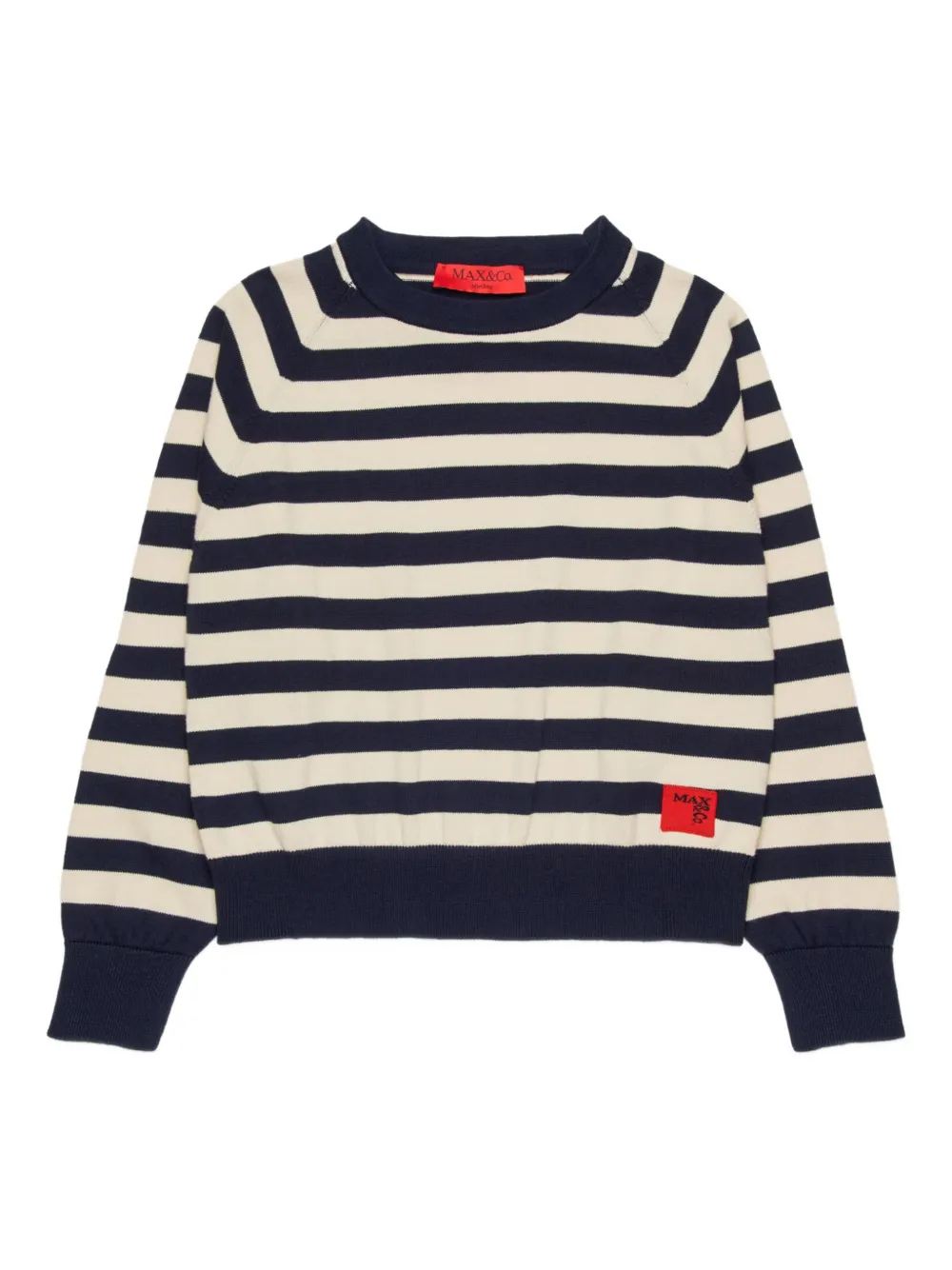 MAX&Co. Kids Maglione a righe con logo - Blu