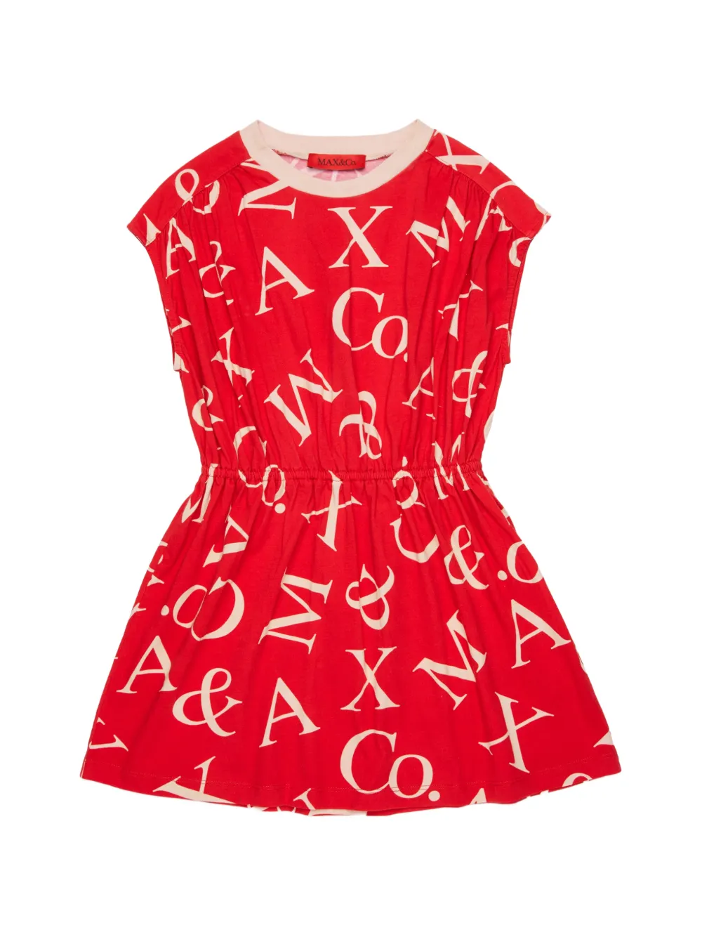 MAX&Co. Kids logo gathered-detail dress - Rosso