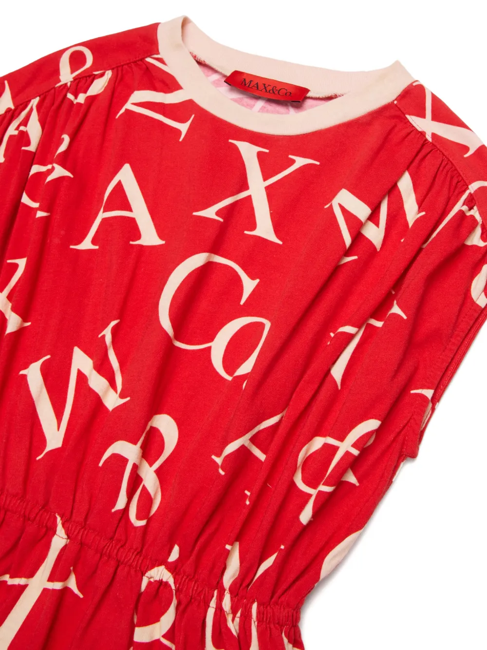 MAX&Co. Kids Jurk met logo en gesmockt detail Rood