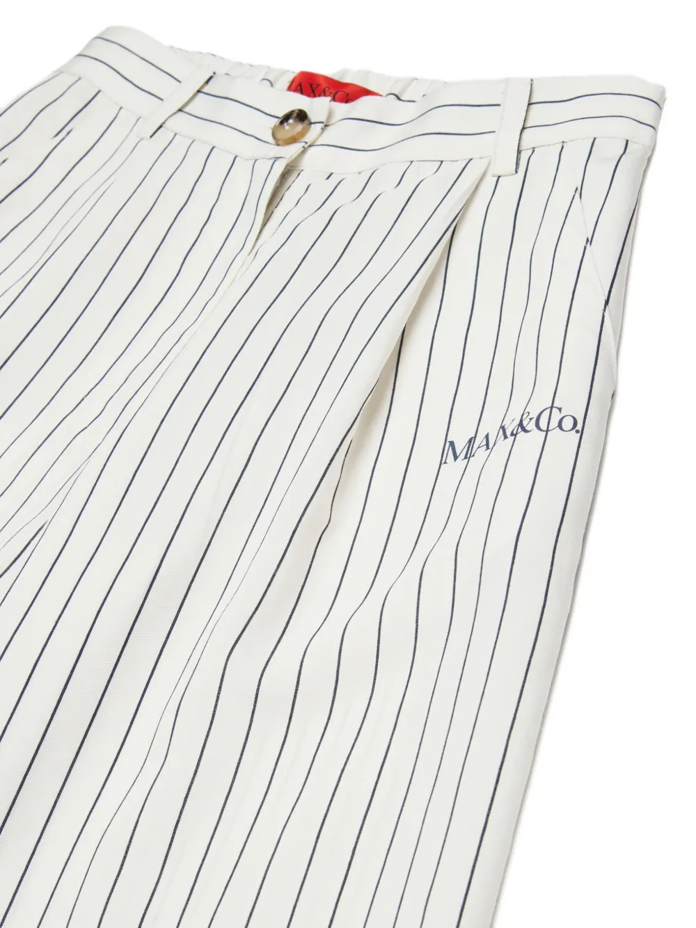 MAX&Co. Kids Gestreepte palazzo broek met logo Wit