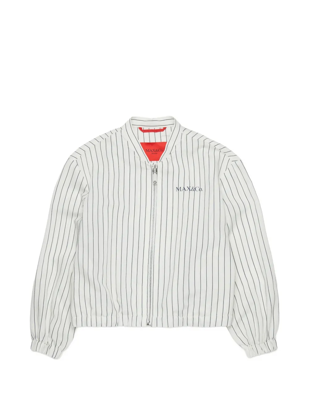 MAX&Co. Kids striped logo-detail bomber jacket - White