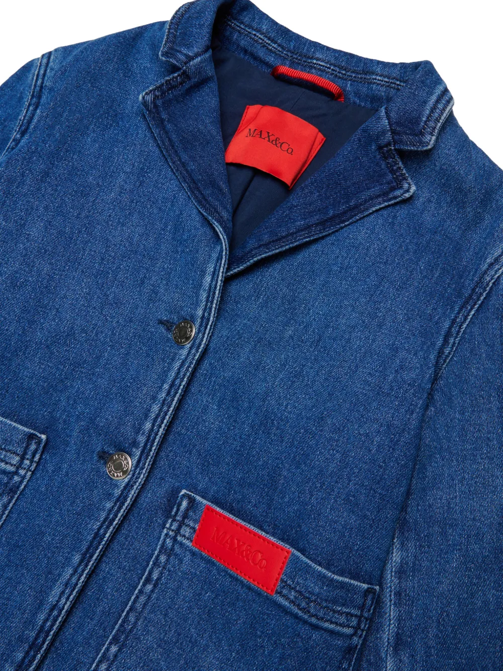 MAX&Co. Kids Blazer van spijkerstof met logodetail Blauw
