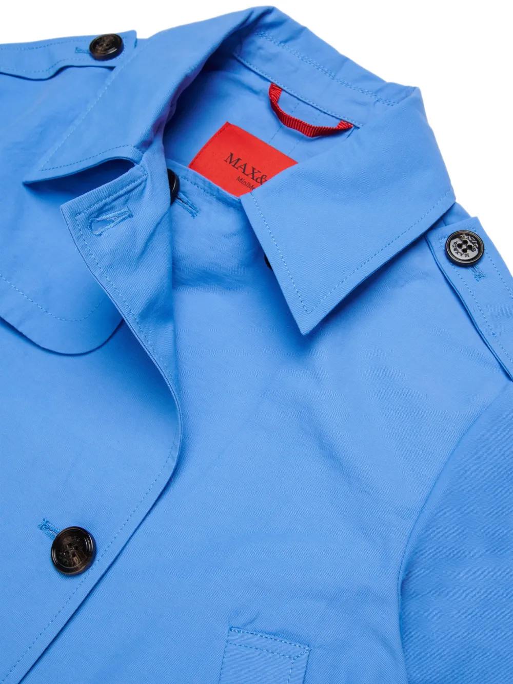  Max&co. Kids Double-breasted Logo Jacket - Blue 