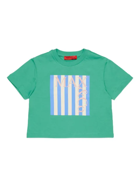 MAX&Co. Kids logo striped-panel T-shirt