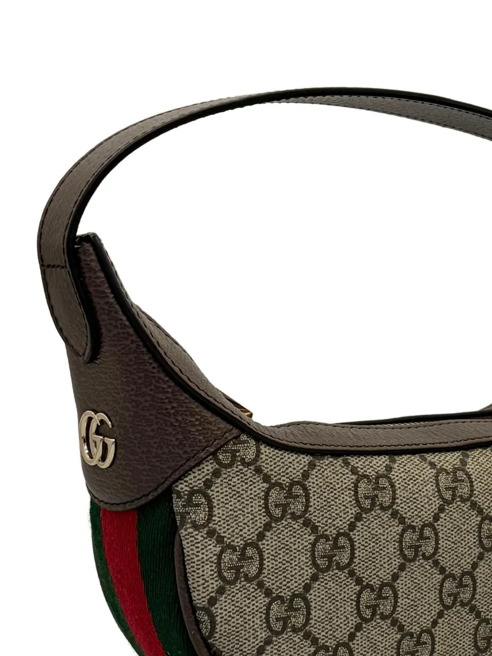 Gucci Ophidia mini schoudertas met GG-patroon en Web-streep - Beige