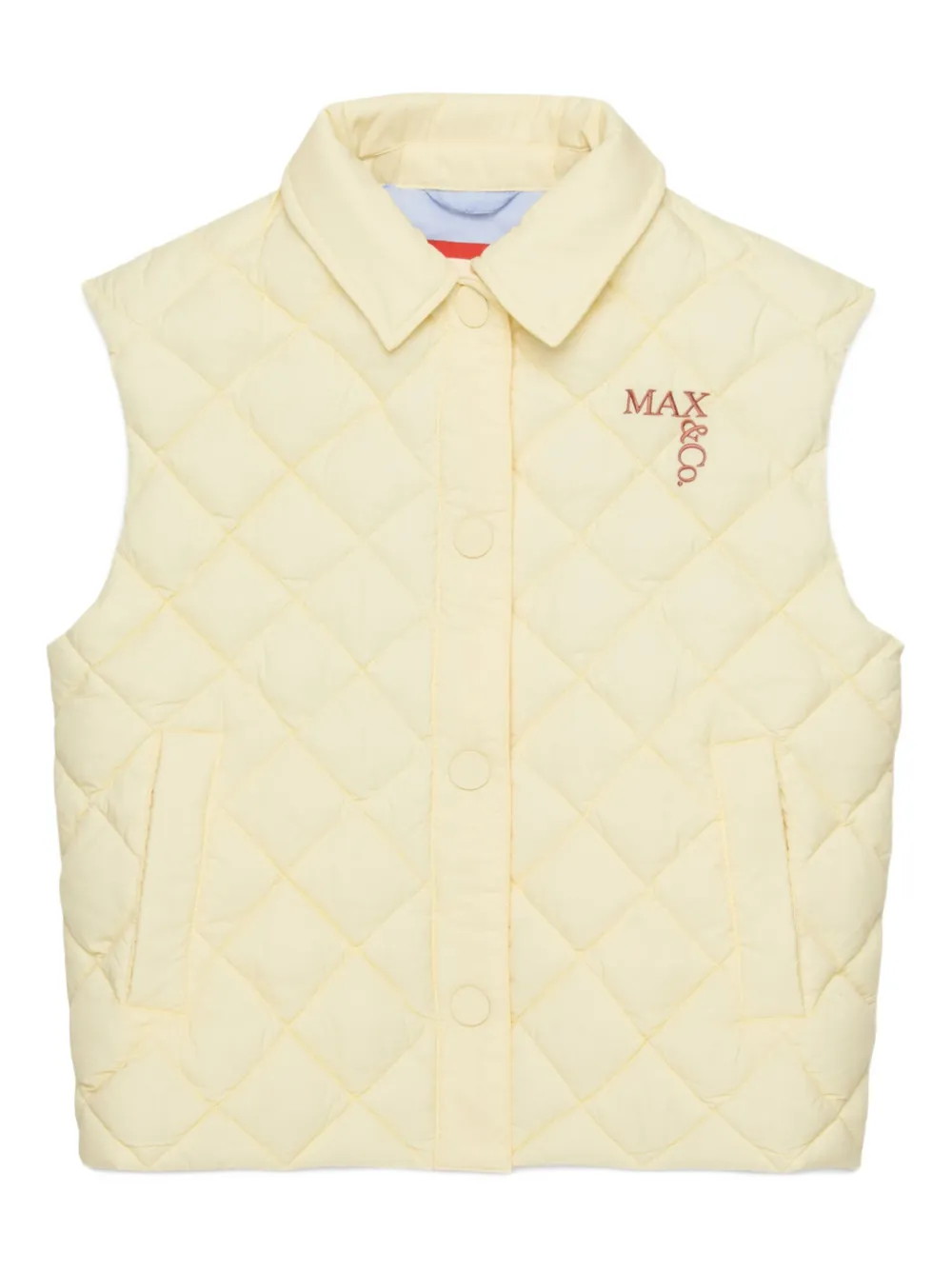 MAX&Co. Kids quilted-logo padded gilet - Yellow