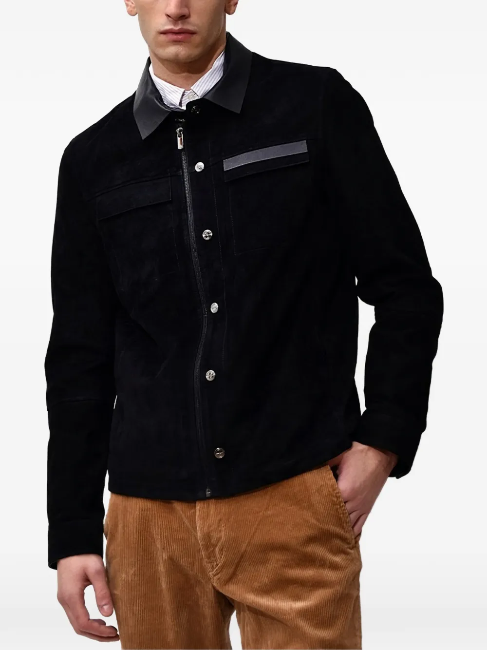 Poche Paris contrasting-collar jacket | Black | Image 1