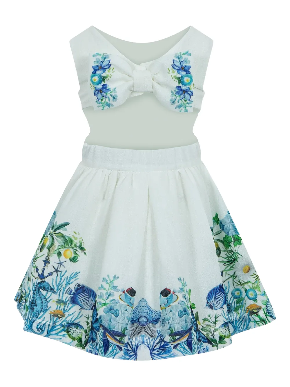 Lapin House x Mary Katrantzou Abito a fiori con dettaglio cut-out - Bianco
