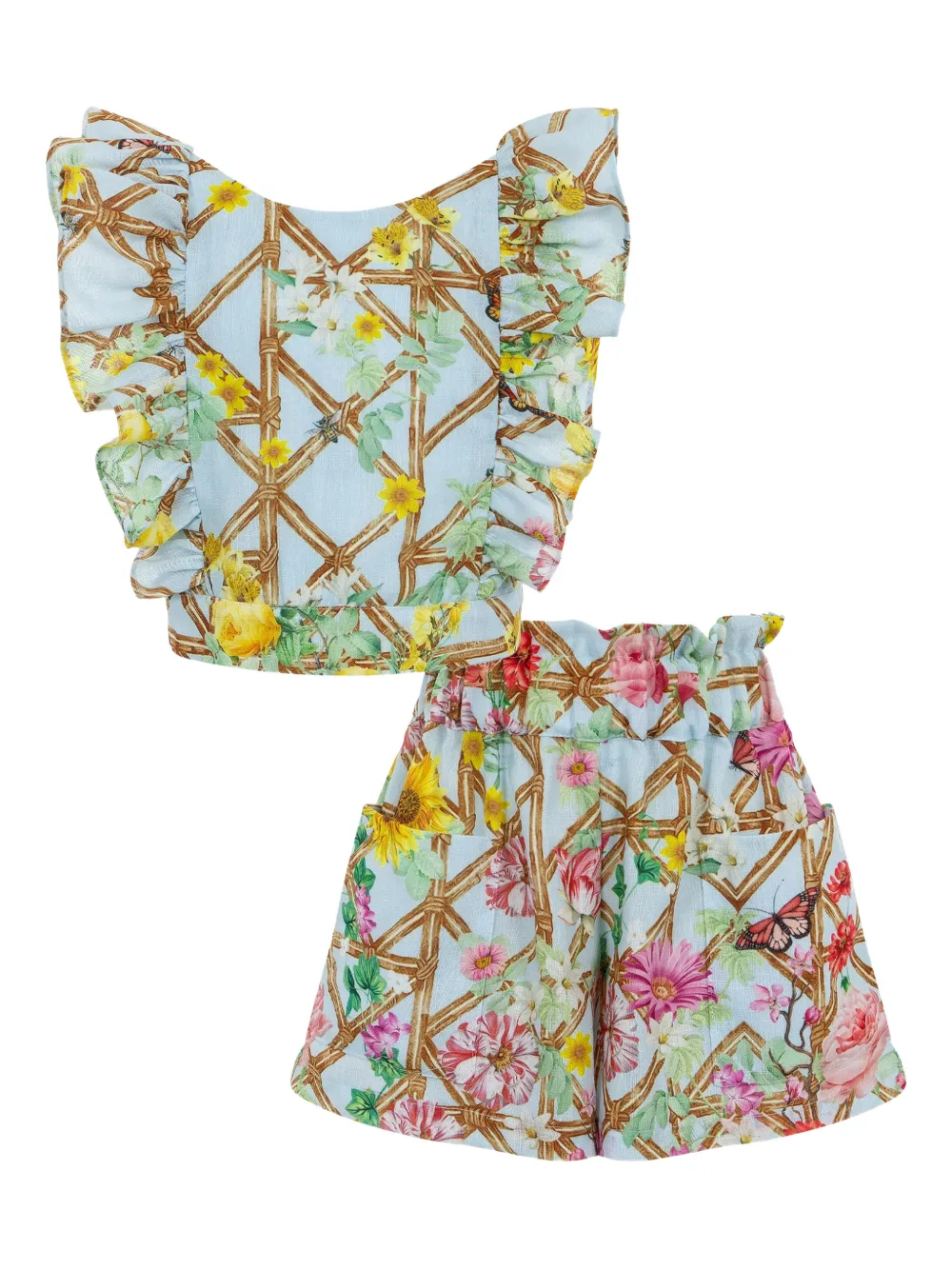 Lapin House x Mary Katrantzou Set con shorts a fiori - Blu
