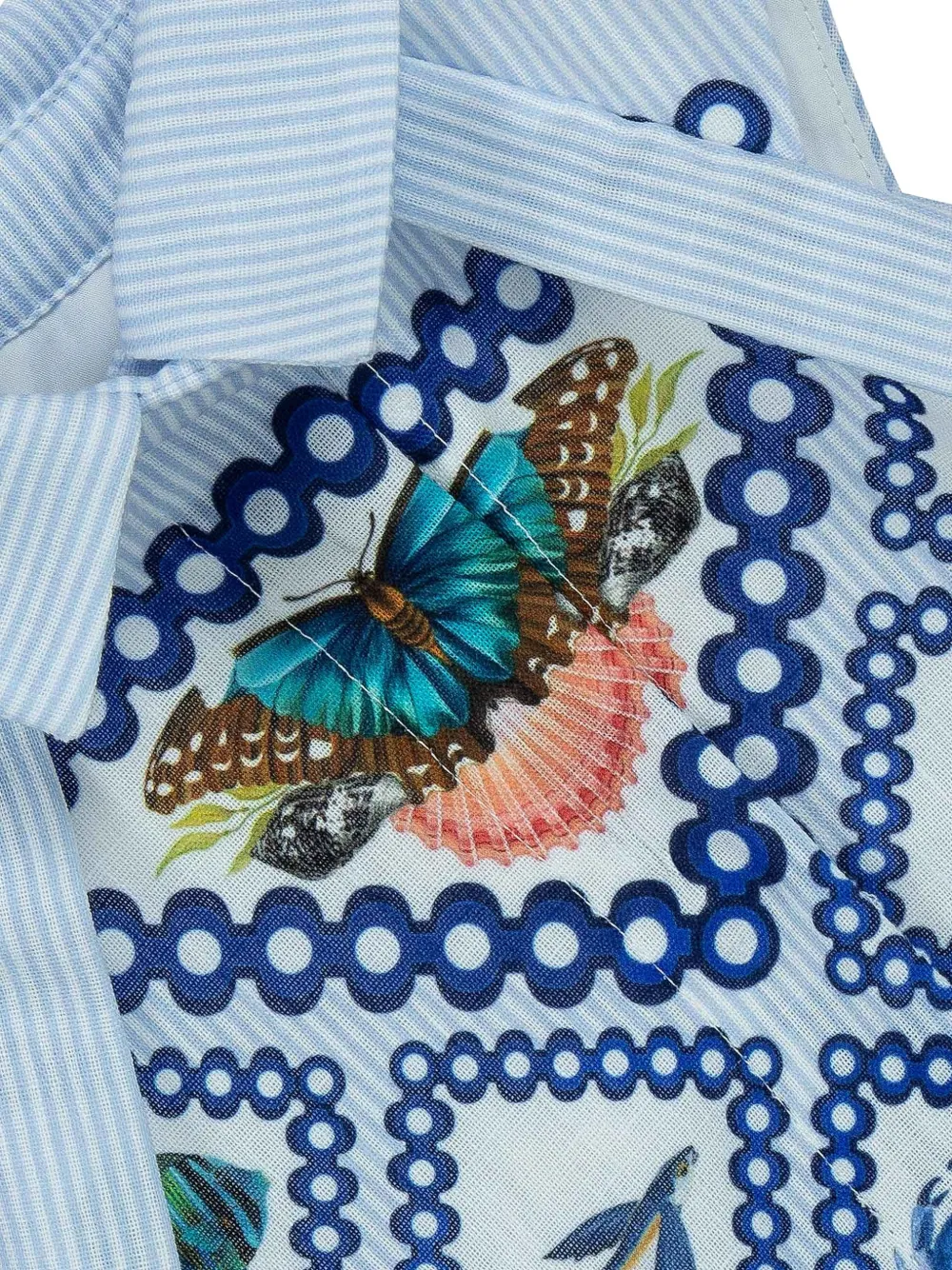 Lapin House x Mary Katrantzou gestreepte jurk met vlinderprint Blauw