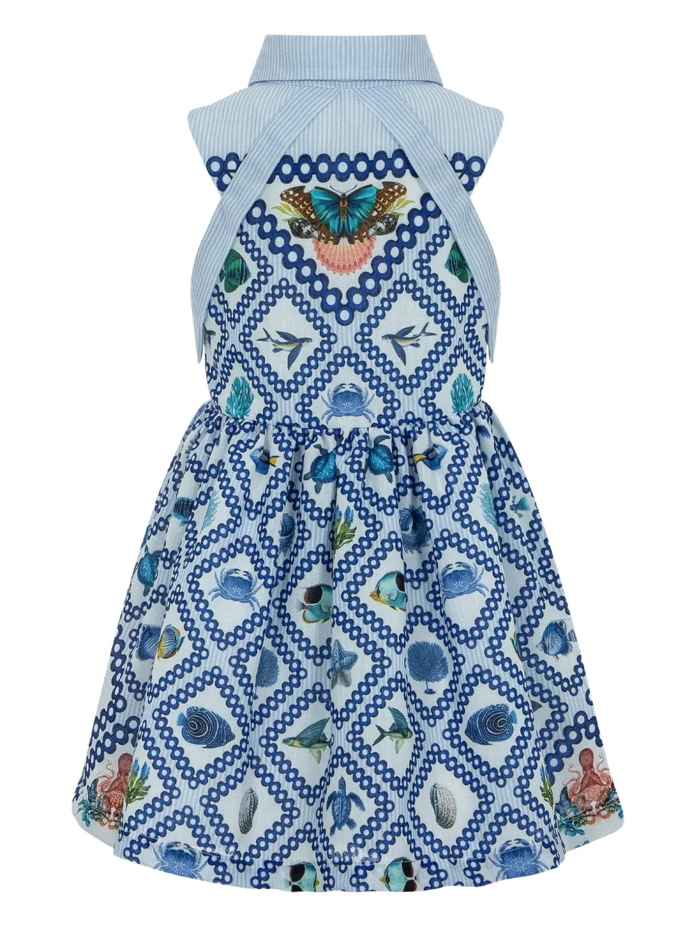 Lapin House x Mary Katrantzou gestreepte jurk met vlinderprint Blauw