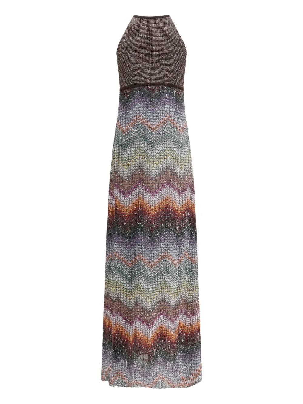 Missoni sleeveless zig-zag maxi dress - Bruin