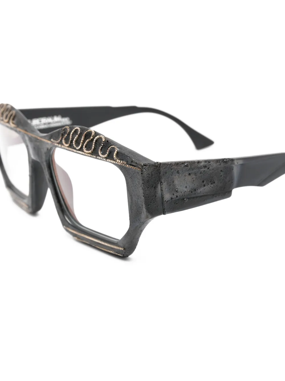 Kuboraum Embellished-detail Geometric-frame Glasses - Black 