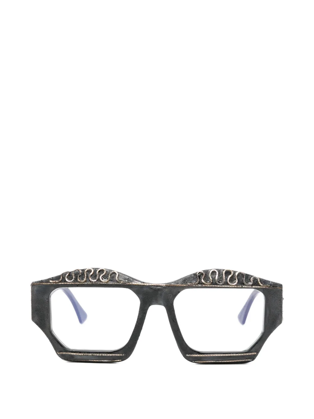 Kuboraum embellished-detail geometric-frame glasses - Nero
