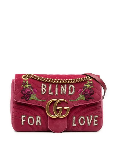 Gucci Pre-Owned 2016-2025 Large GG Marmont Matelasse Velvet Embroidered Blind For Love shoulder bag