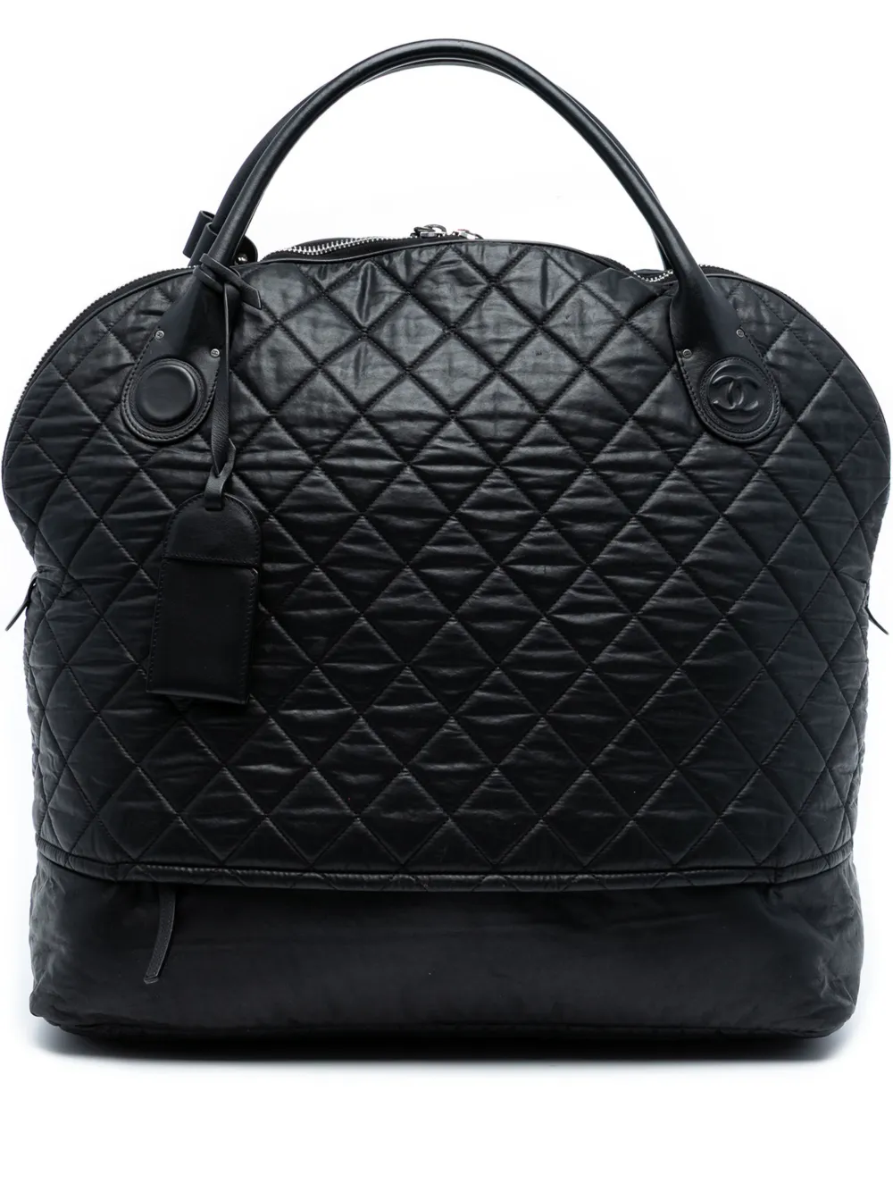 CHANEL Pre-Owned 2011 XL Quilted Coated Canvas Horizontal Sport Weekender travel bag – Black