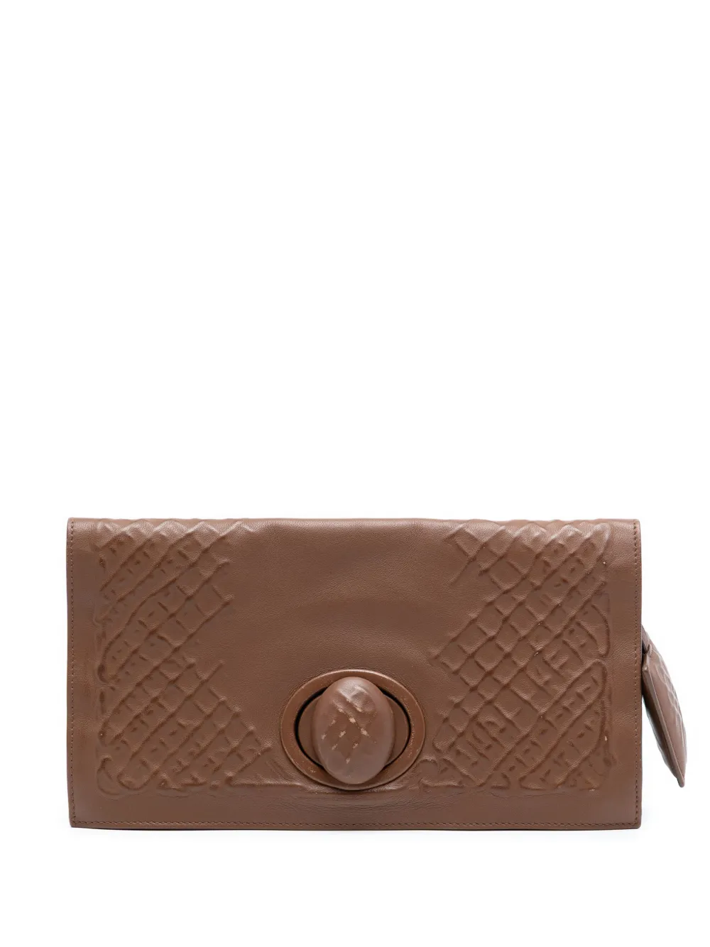 Bottega Veneta Pre-Owned 2012-2025 Nappa Embossed Intrecciato Turnlock clutch bag - Marrone