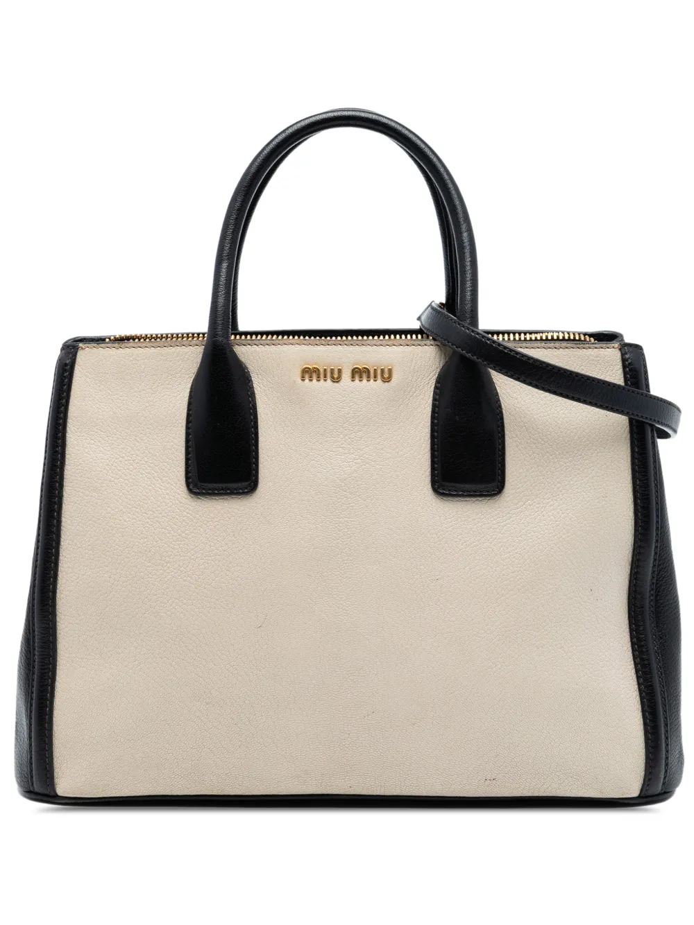 Miu Miu Pre-Owned 2010 Bicolor Madras Goatskin satchel | White | Image 1