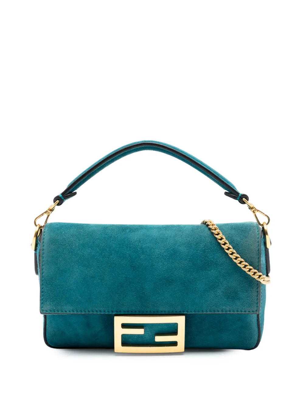 Pre-owned Fendi 2010-2025 Mini Suede Baguette Satchel In Blue