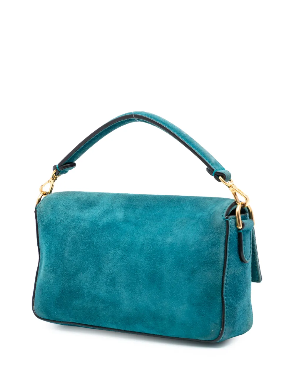 Pre-owned Fendi 2010-2025 Mini Suede Baguette Satchel In Blue