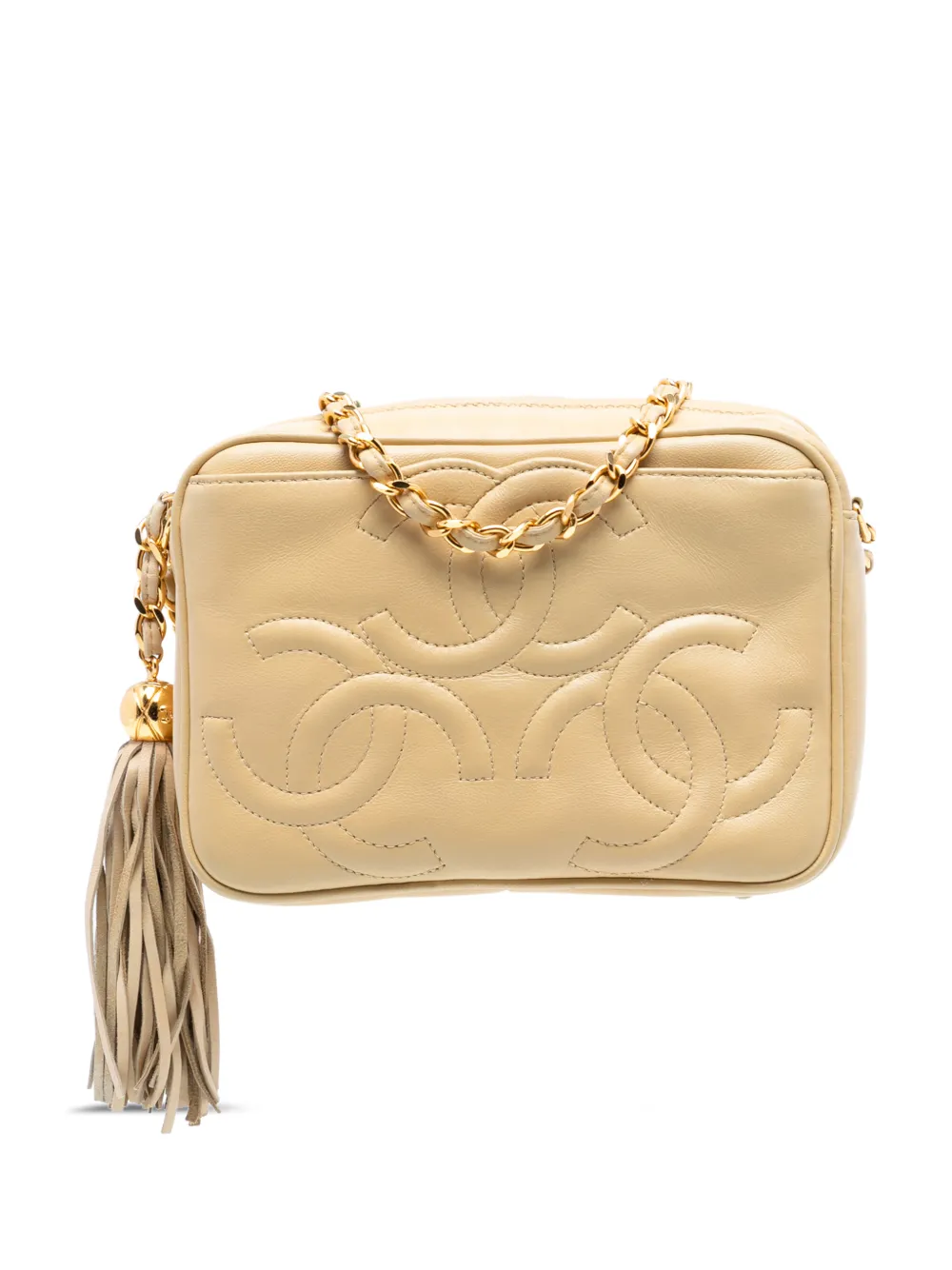 CHANEL Pre-Owned 1994-1996 Triple CC Lambskin Tassel Chain Camera Bag crossbody bag - Marrone
