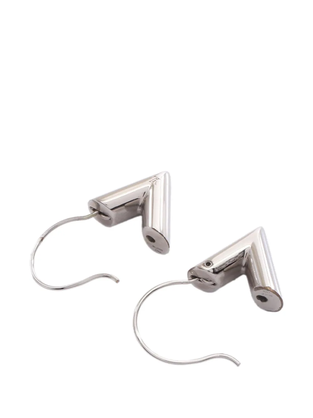 Pre-owned Louis Vuitton 2018 Stainless Steel Essential V Hoop Earrings Costume Earrings In Silver