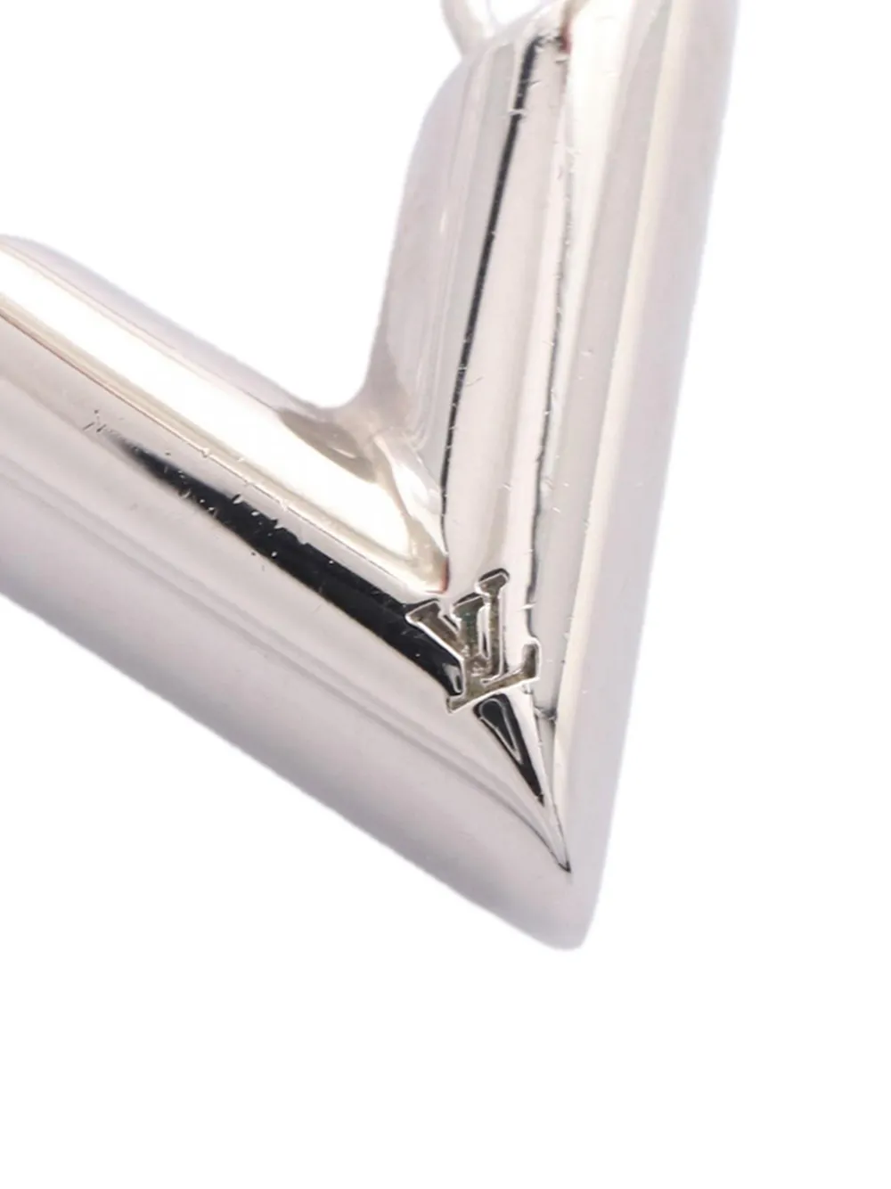 Pre-owned Louis Vuitton 2018 Stainless Steel Essential V Hoop Earrings Costume Earrings In Silver