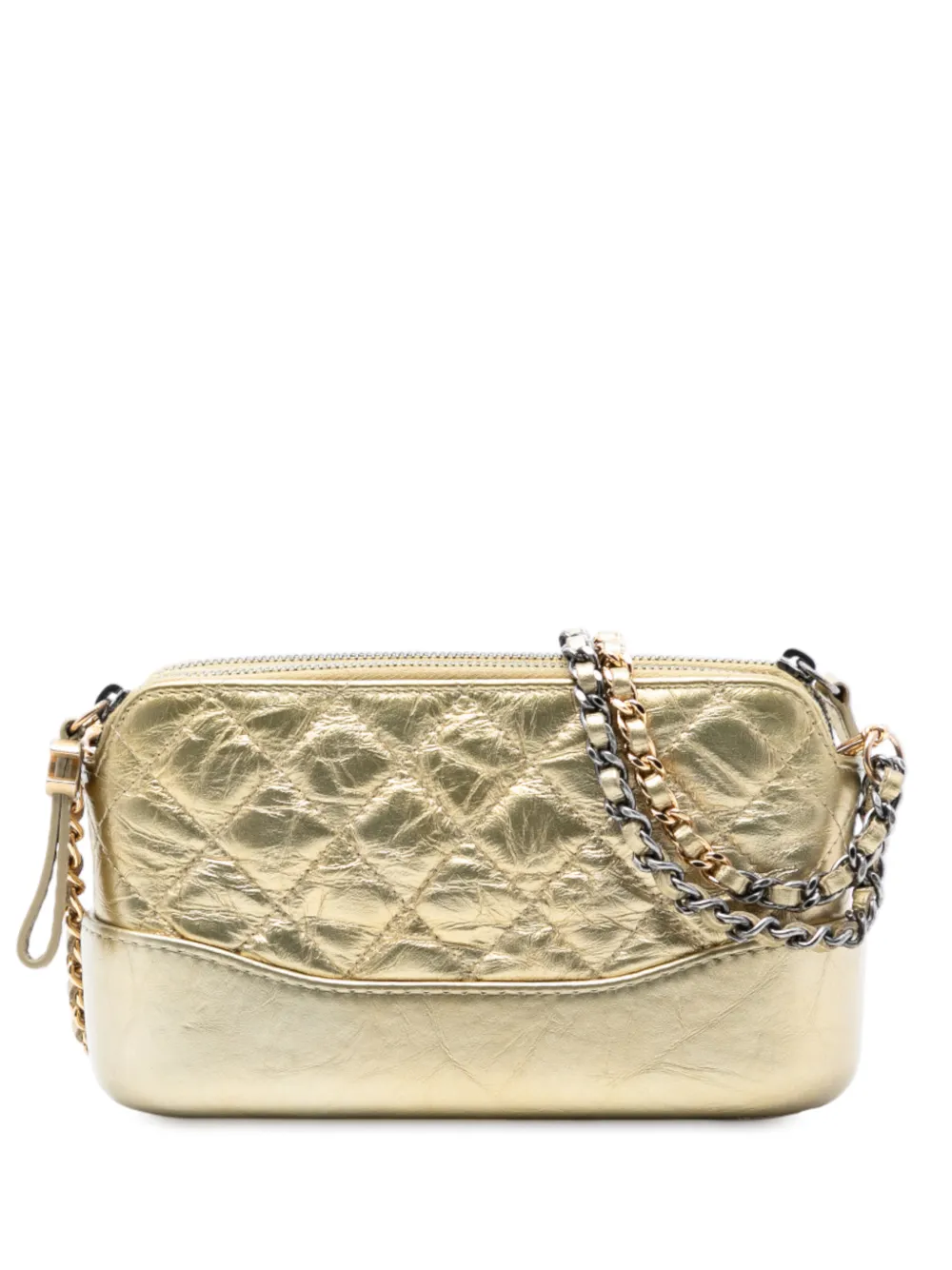 CHANEL Pre-Owned 2018 Quilted Metallic Aged Calfskin Gabrielle Clutch With Chain shoulder bag - Oro