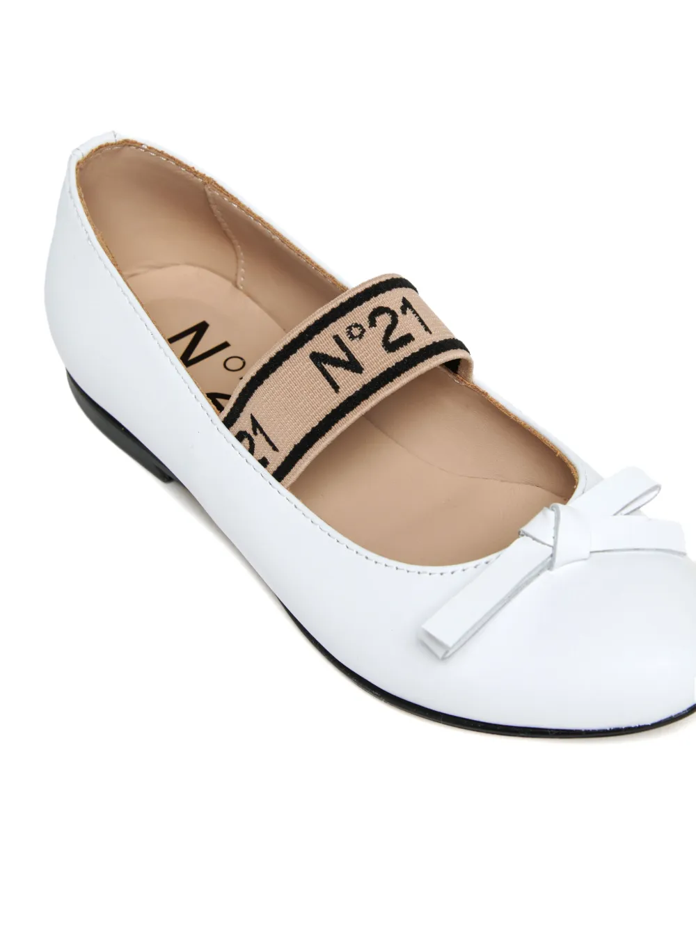 Nº21 Kids Ballerina's met elastische band en strik Wit