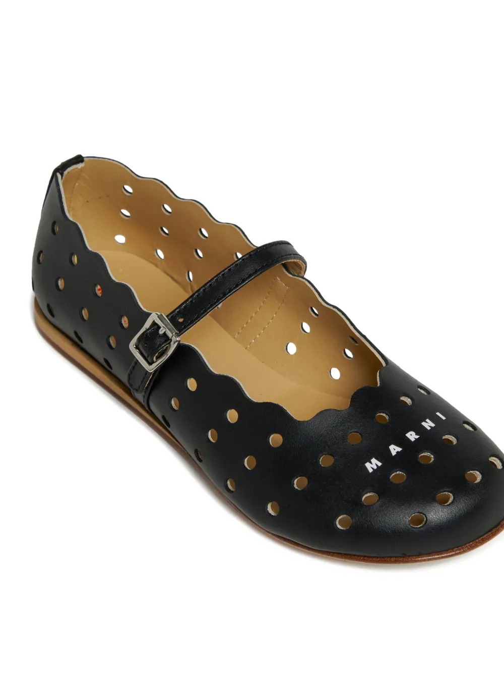 Marni Kids Geperforeerde gewelfde ballerina's Zwart