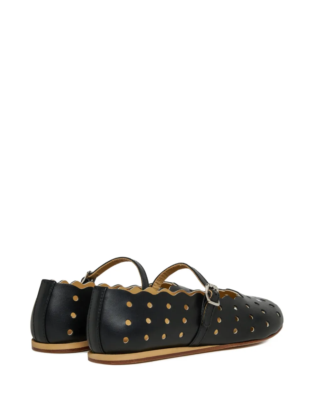 Marni Kids Geperforeerde gewelfde ballerina's Zwart