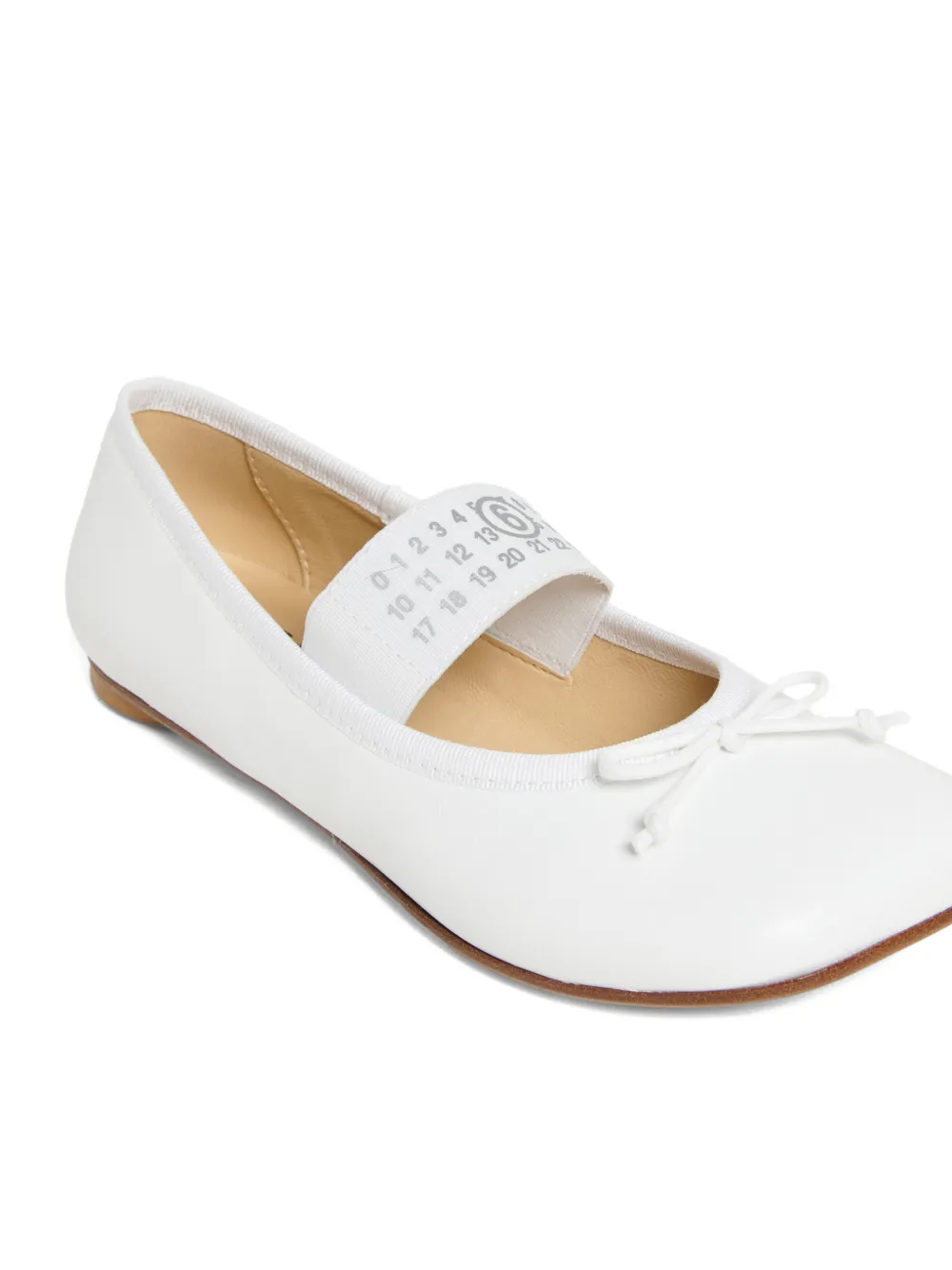 MM6 Maison Margiela Kids Leren ballerina's met strik Wit