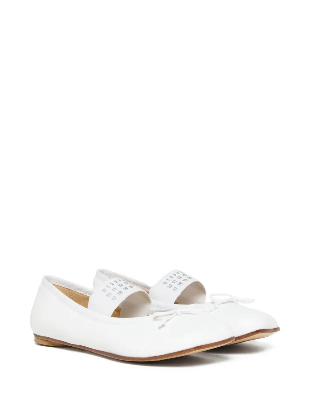 MM6 Maison Margiela Kids logo bow leather ballerinas - Bianco