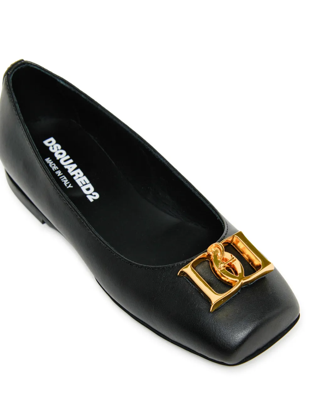 DSQUARED2 KIDS logo-leather ballerina shoes Zwart