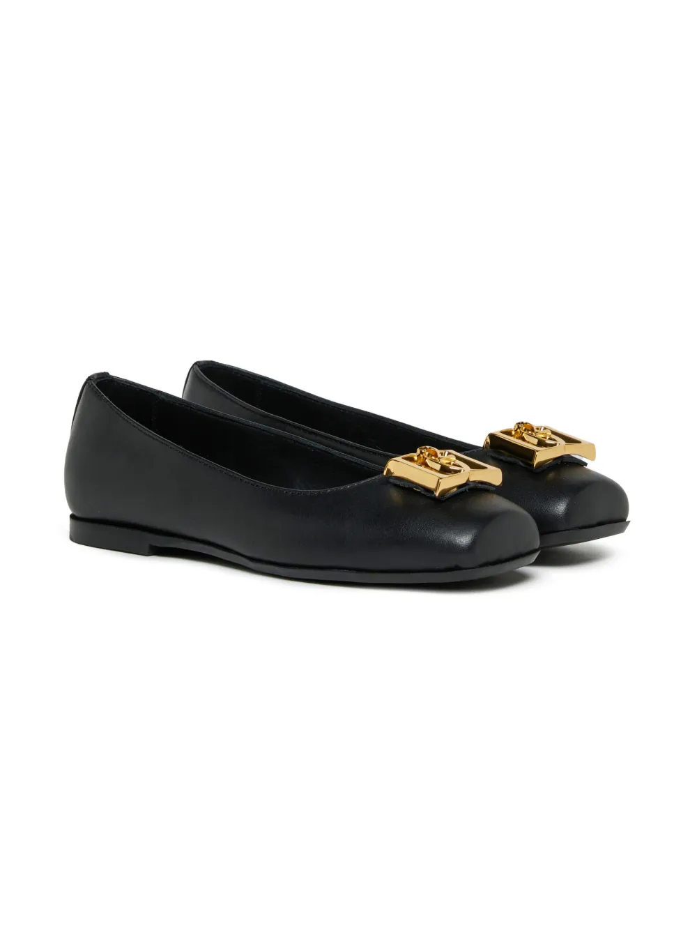 DSQUARED2 KIDS logo-leather ballerina shoes - Nero