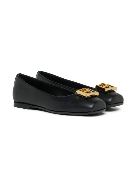 DSQUARED2 KIDS logo-leather ballerina shoes