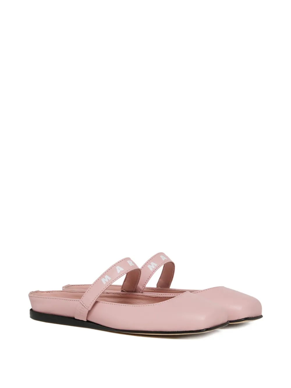 Marni Kids logo-strap ballet shoes - Rosa