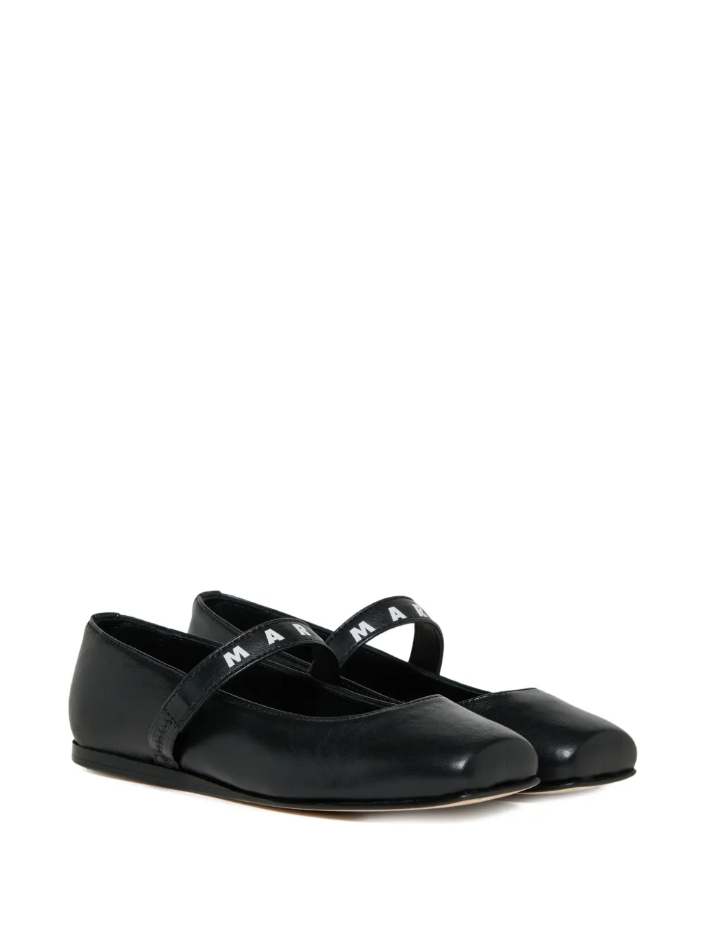 Marni Kids square-toe strap ballet shoes - Nero