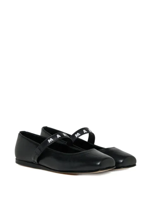 Marni Kids square-toe strap ballet shoes
