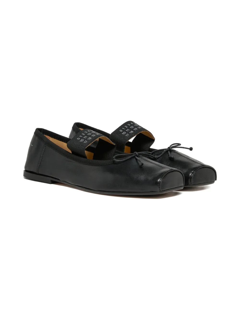 MM6 Maison Margiela Kids bow numeric-logo ballet shoes - Nero