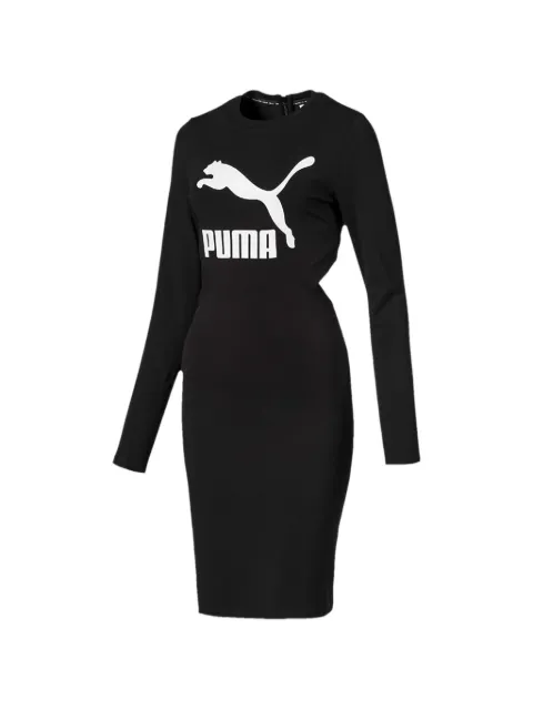 PUMA logo-print long-sleeve midi dress