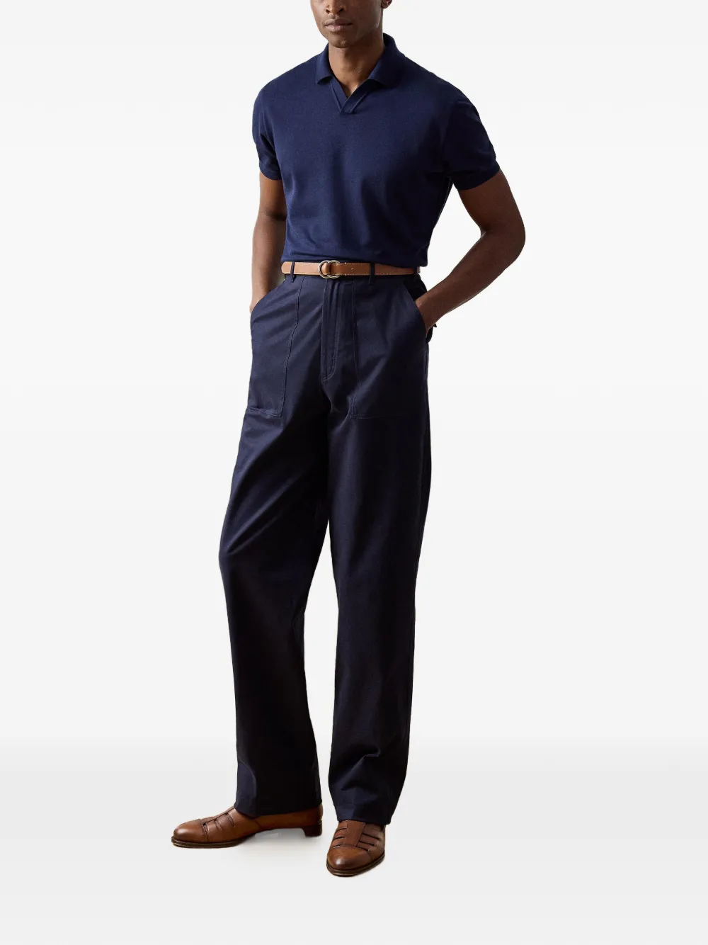 Ralph Lauren Purple Label T-shirt met polokraag Blauw