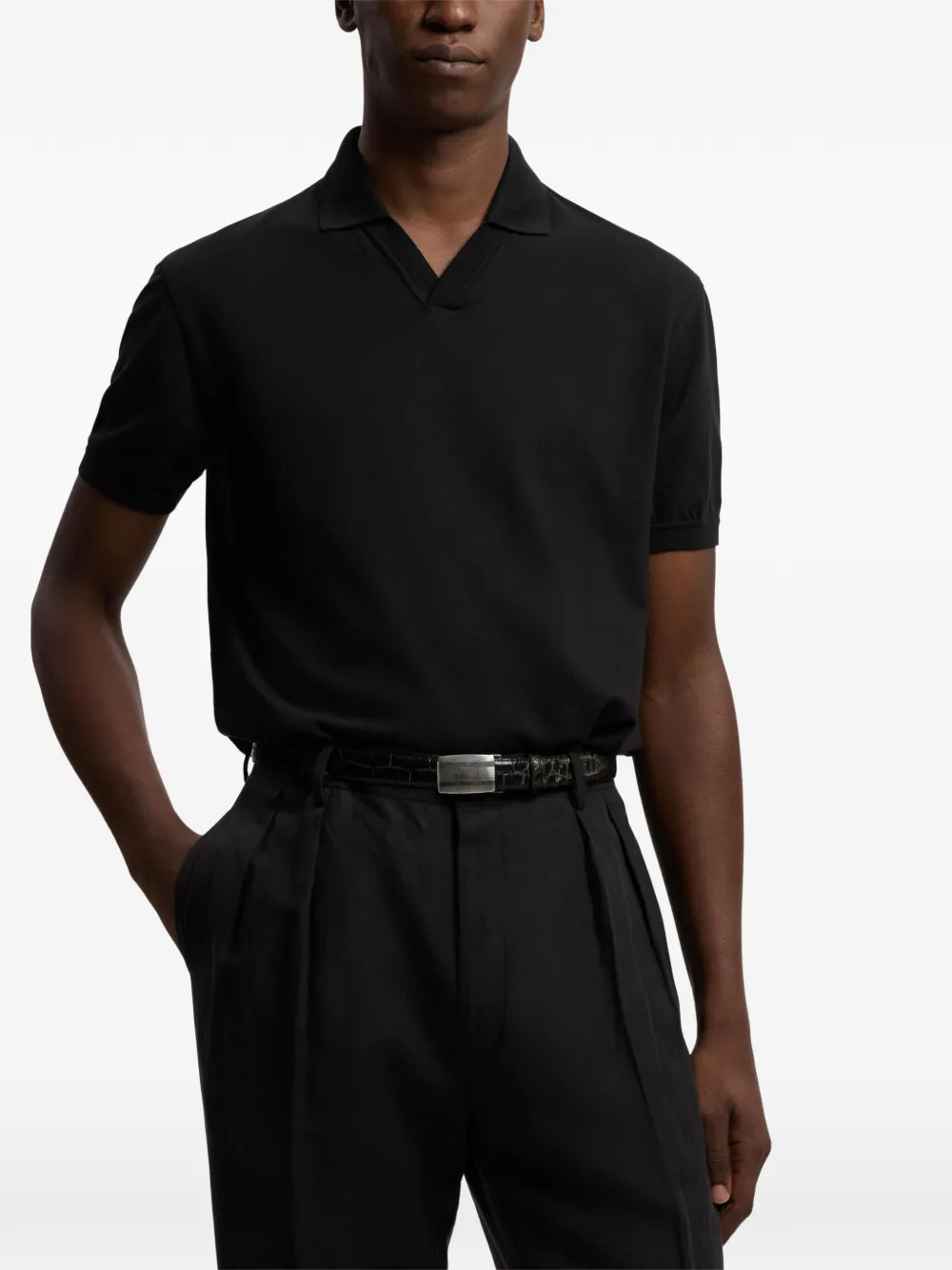 Ralph Lauren Purple Label T-shirt met V-hals Zwart